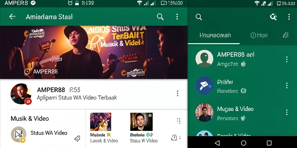Antarmuka AMPER88 yang menawan untuk Status WA Video.