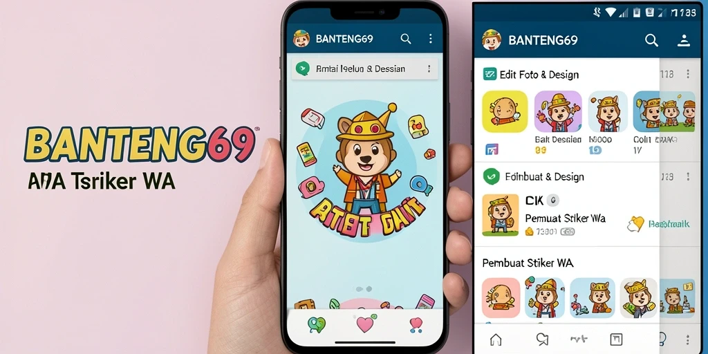 Antarmuka BANTENG69 untuk pembuatan stiker yang intuitif.