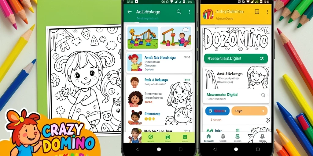 Antarmuka aplikasi CRAZYDOMINO yang menarik untuk mewarnai.