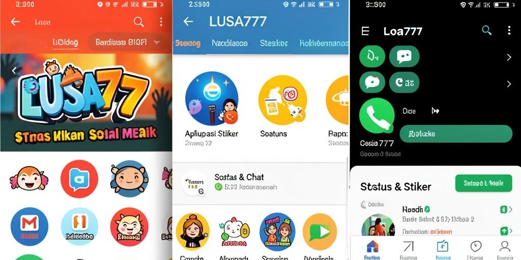 Antarmuka LUSA777 dengan berbagai stiker untuk komunikasi kreatif.
