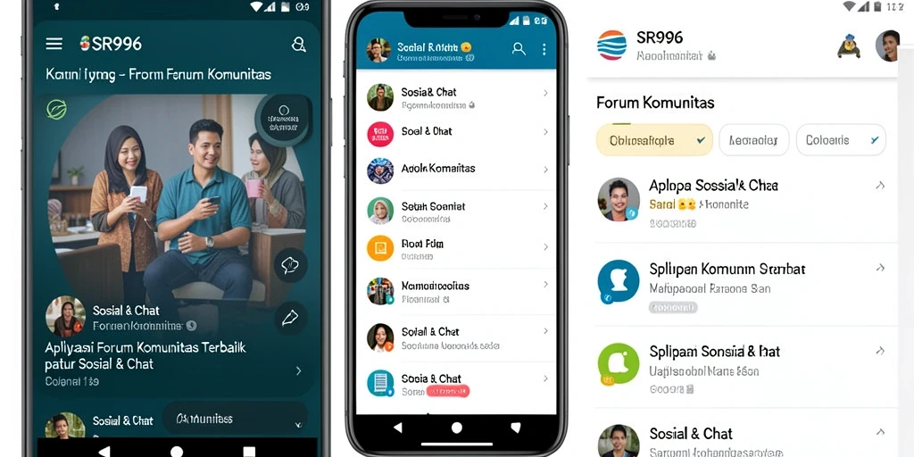 Tampilan antarmuka aplikasi Forum Komunitas SR996 yang menarik dan modern.