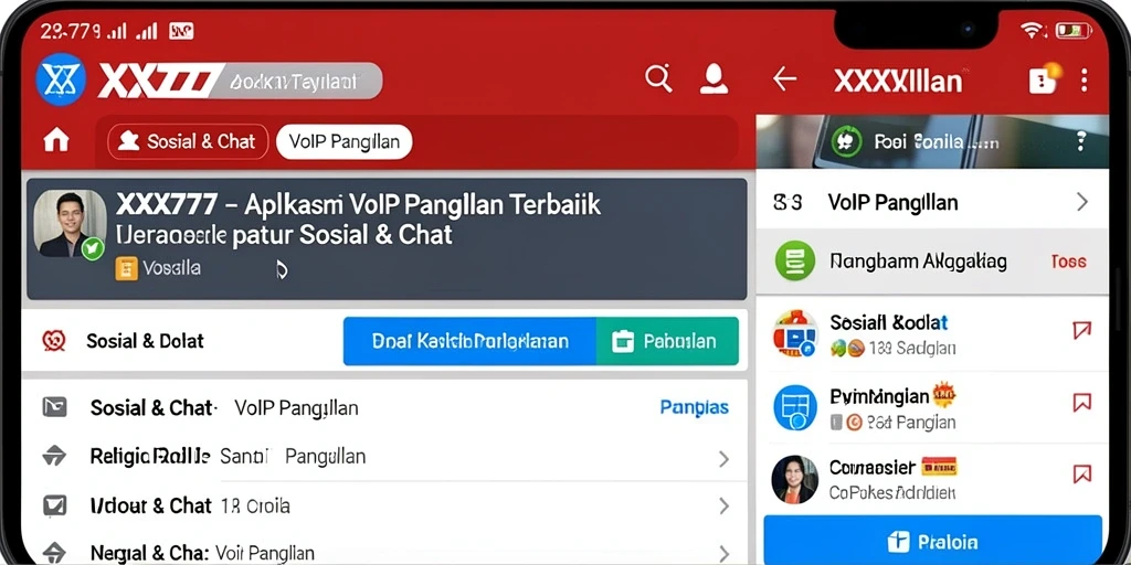 Tampilan antarmuka aplikasi XXX777 pada fitur VoIP Panggilan.