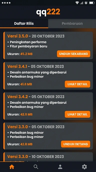 Riwayat Versi qq222 untuk Pengguna Android